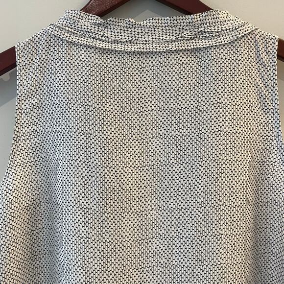 J.Crew Factory Silk Blouse Sleeveless Ruffle V Neck Office Date Black White 8 - Picture 8 of 11